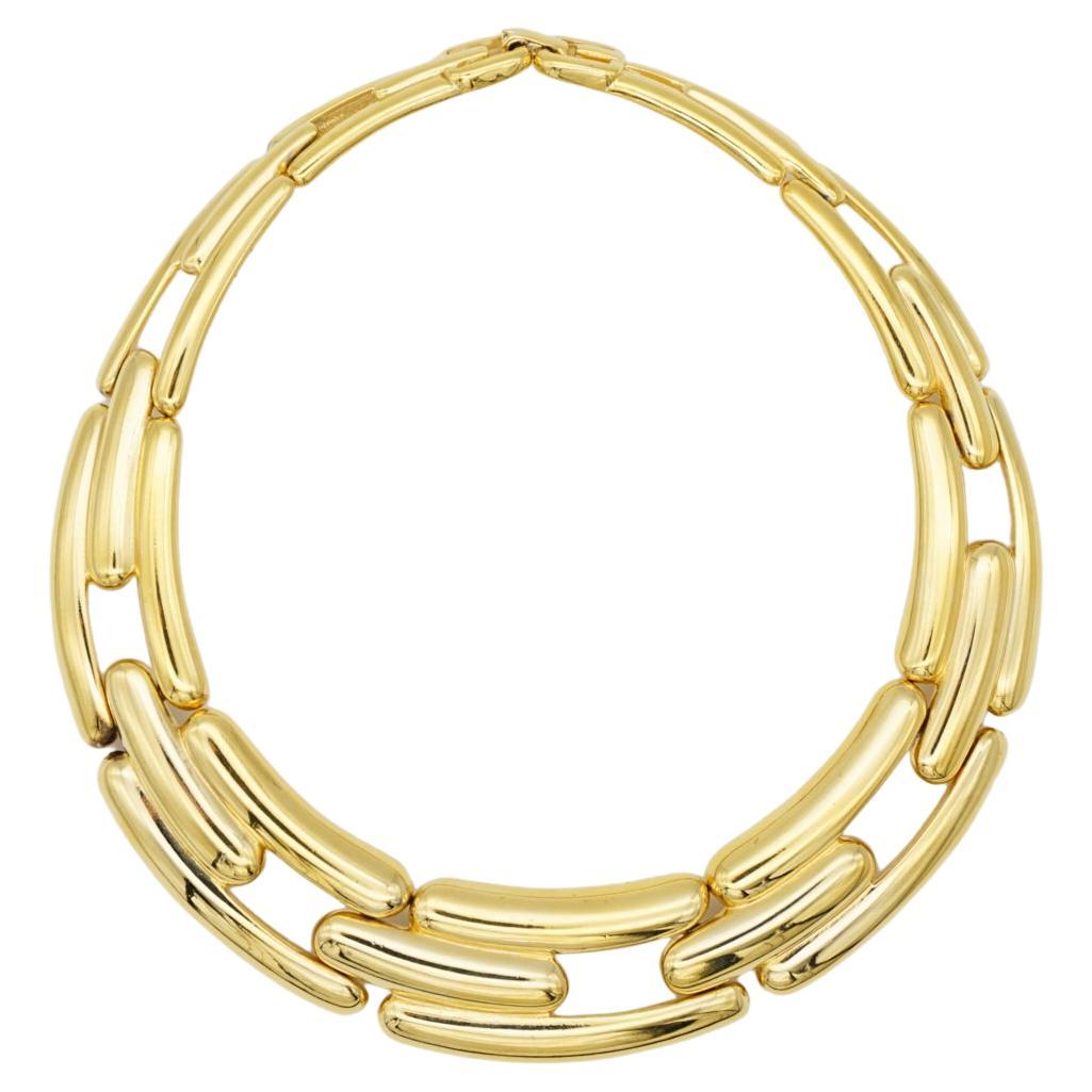 Givenchy Vintage 1980s Chunky Watch Link Interlock Gold Collar Choker Necklace For Sale
