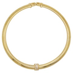 Givenchy Vintage 1980s Crystals Rectangle Pendant Omega Choker Collar Necklace