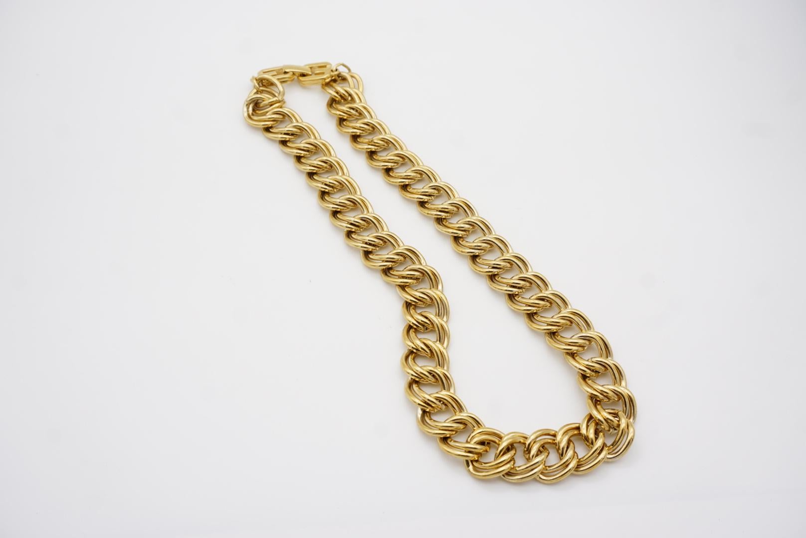 Givenchy Vintage 1980s Double Hoop Interlocked Chunky Chain Curb Link Necklace 6