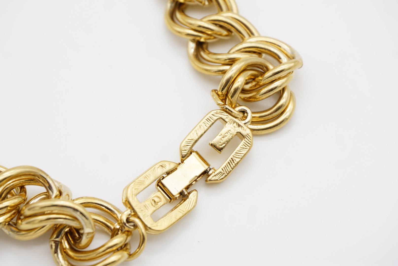 Givenchy Vintage 1980s Double Hoop Interlocked Chunky Chain Curb Link Necklace 7