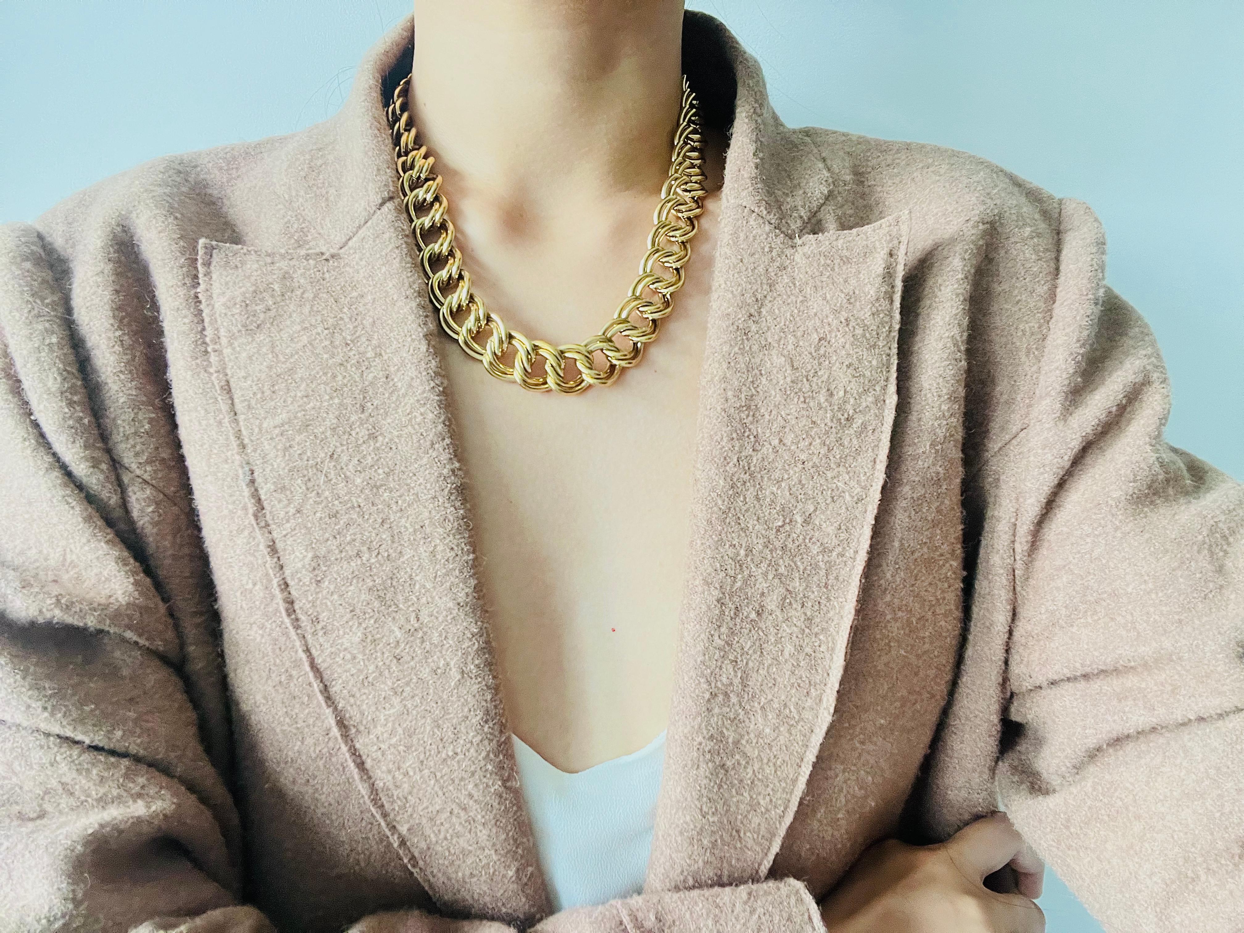 Givenchy Vintage 1980s Double Hoop Interlocked Chunky Chain Curb Link Necklace 1