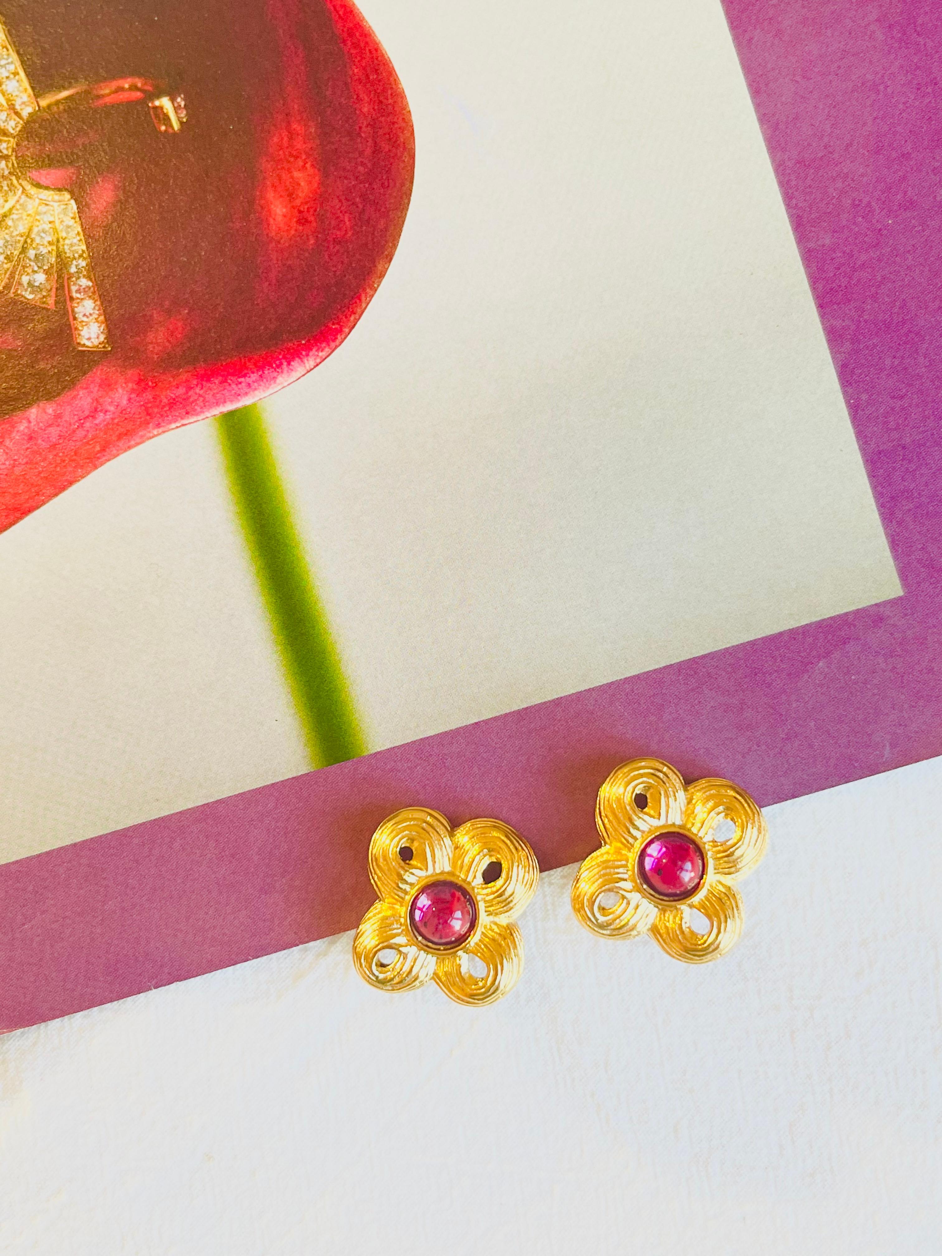Givenchy Vintage 1980s Gripoix Amethyst Crystal Knot Floral Openwork Earrings In Excellent Condition In Wokingham, England