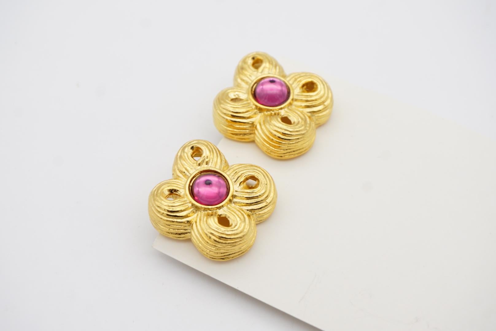 Givenchy Vintage 1980s Gripoix Amethyst Crystal Knot Floral Openwork Earrings 4