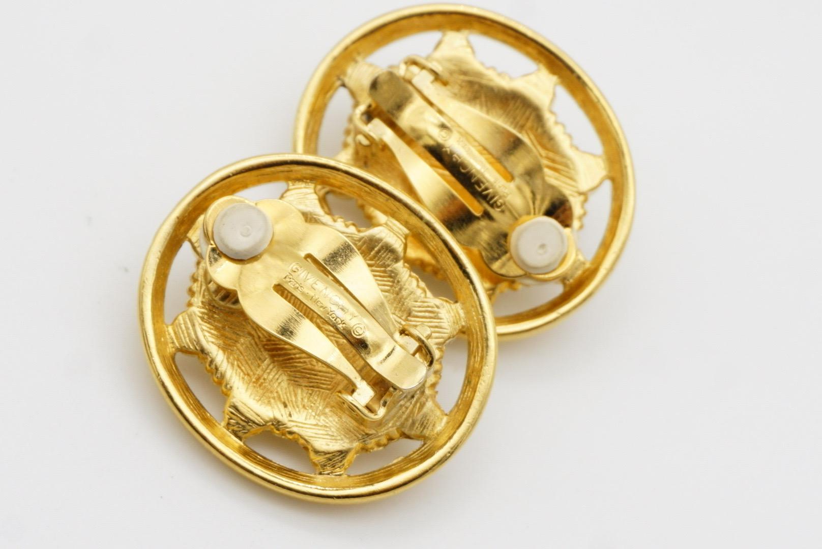 Givenchy Vintage Años 80 Gripoix Grandes Cristales Ovalados de Lapis Pendientes de Clip Calados en venta 6