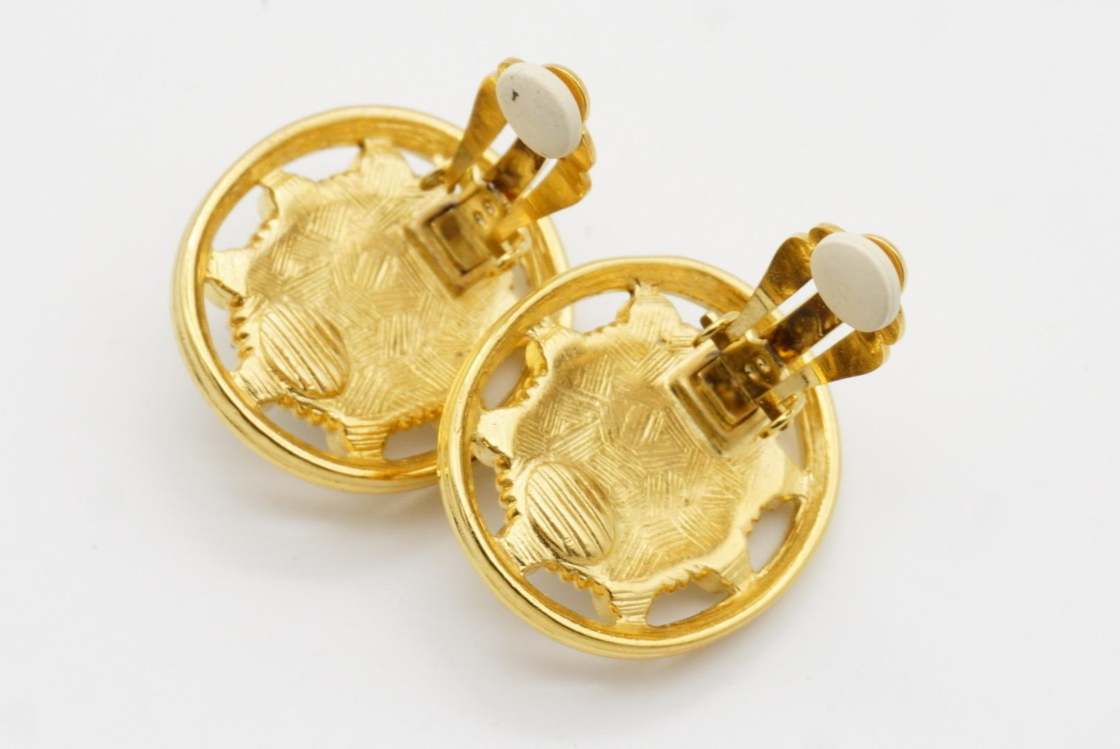 Givenchy Vintage Años 80 Gripoix Grandes Cristales Ovalados de Lapis Pendientes de Clip Calados en venta 7