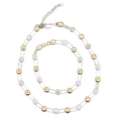 Givenchy - Ensemble cadeau vintage avec logo et monogramme en cristaux, collier et bracelet, années 1980