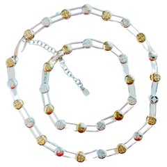 Givenchy - Ensemble cadeau vintage avec logo et monogramme en cristaux, collier et bracelet, années 1980