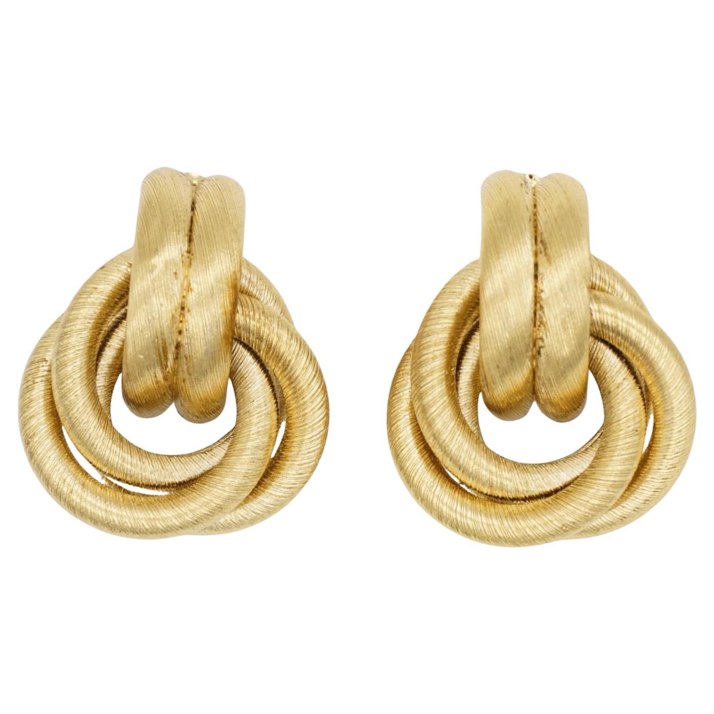 Givenchy Vintage 1980s Interlocked Intertwined Trio Tube Hoop Chunky Earrings en venta