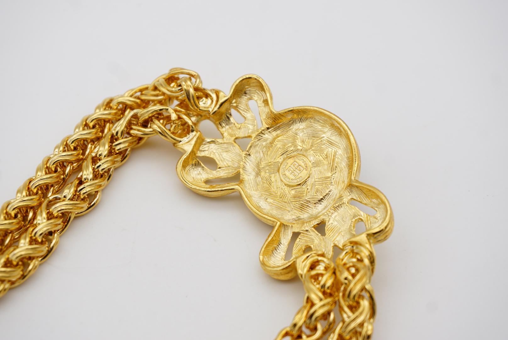 Givenchy Vintage 1980s Lapis Bow Crystal Double Strands Braided Rope Necklace For Sale 8