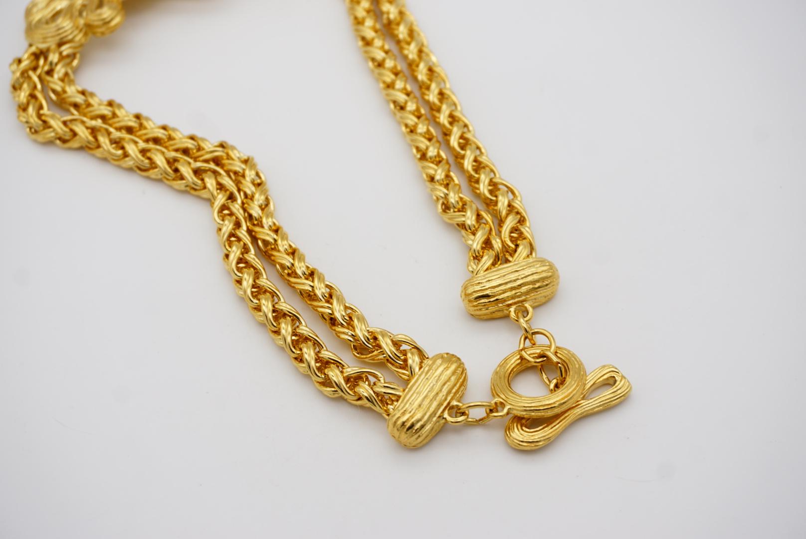 Givenchy Vintage 1980s Lapis Bow Crystal Double Strands Braided Rope Necklace For Sale 9