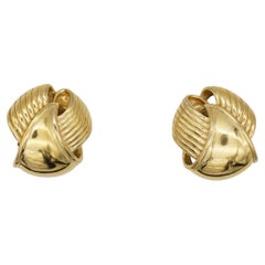Givenchy Vintage 1980s Large 3D Swirl Glow Round Wing Dome Chunky Clip Earrings