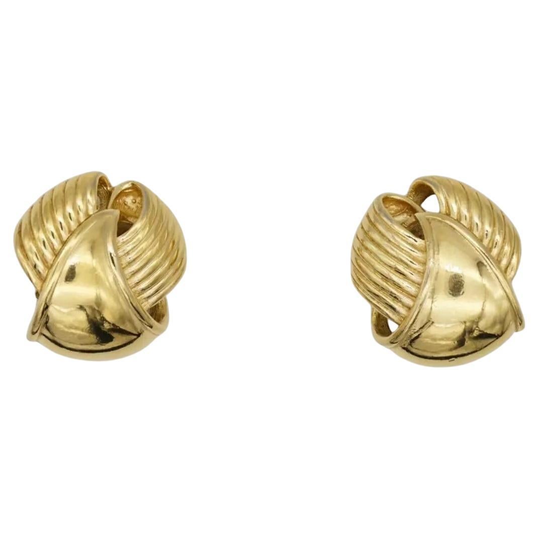 Givenchy Vintage Años 80 Pendientes de clip gruesos con forma de cúpula redonda y brillo de remolino en 3D en venta