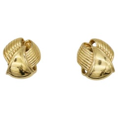 Givenchy Vintage 1980s Large 3D Swirl Glow Round Wing Dome Chunky Clip Earrings