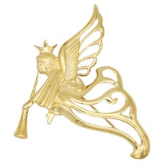 Givenchy Vintage 1980s Large Angel Openwork Flying Wing Heaven Trumpet Brooch