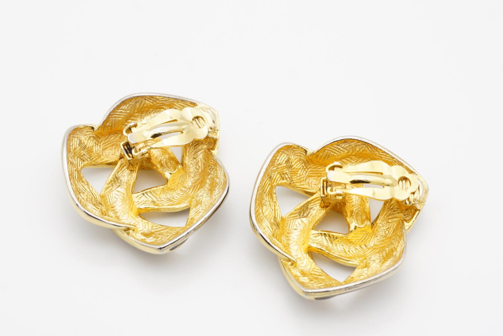 Givenchy Vintage 1980s Large Black Enamel Knot Interlocked Chunky Clip Earrings For Sale 9