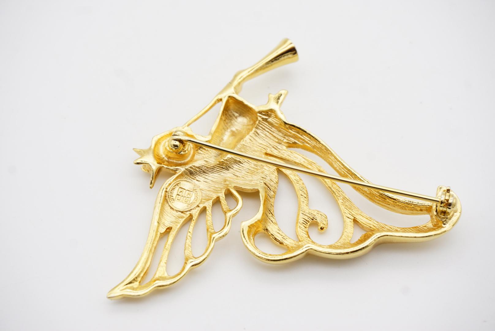 Givenchy Vintage 1980s Large Heaven Angel Flying Wing Trumpet Openwork Brooch For Sale 6