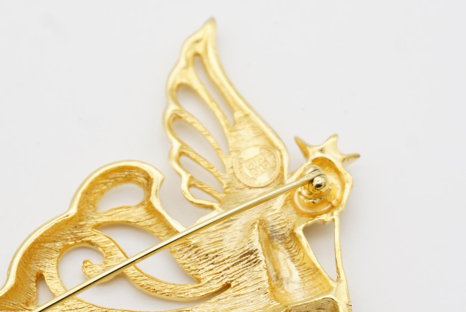 Givenchy Vintage 1980s Large Heaven Angel Flying Wing Trumpet Openwork Brooch For Sale 8