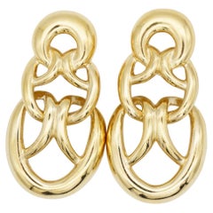 Givenchy Vintage 1980s Large Intertwined Chunky Trio Heart Drop Hoop Earrings