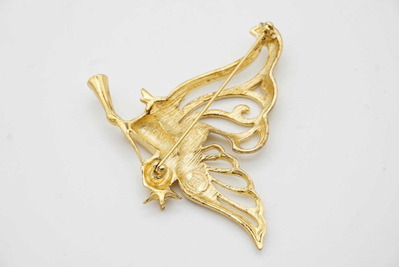 Givenchy, grande broche trompette ajourée avec ailes volantes et ange du ciel, vintage des années 1980 en vente 6