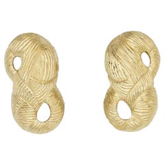 Givenchy Vintage 1980s Large Textured Peanut No 8 Openwork Chunky Clip Earrings