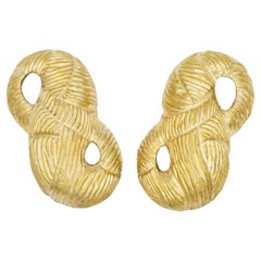 Givenchy Vintage 1980s Large Textured Peanut No 8 Openwork Chunky Clip Earrings