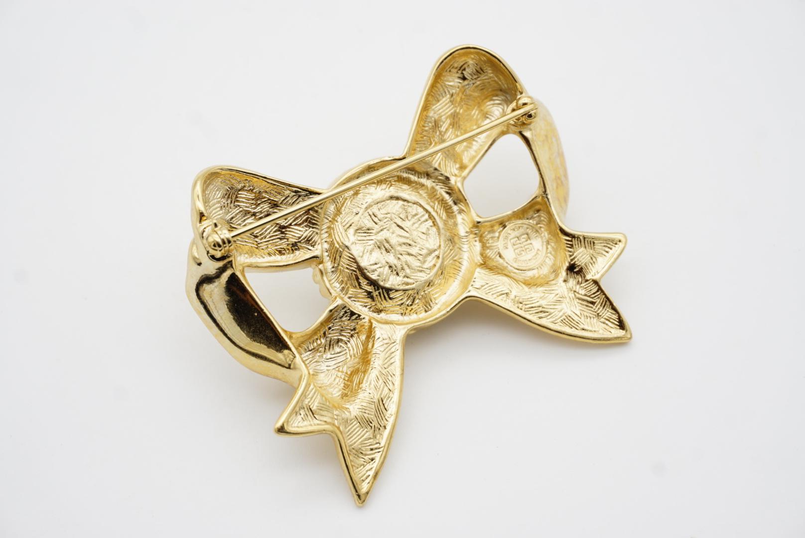 Givenchy Broche vintage en forme de grand cercle avec nœud papillon ajouré et perles blanches, années 1980 en vente 6