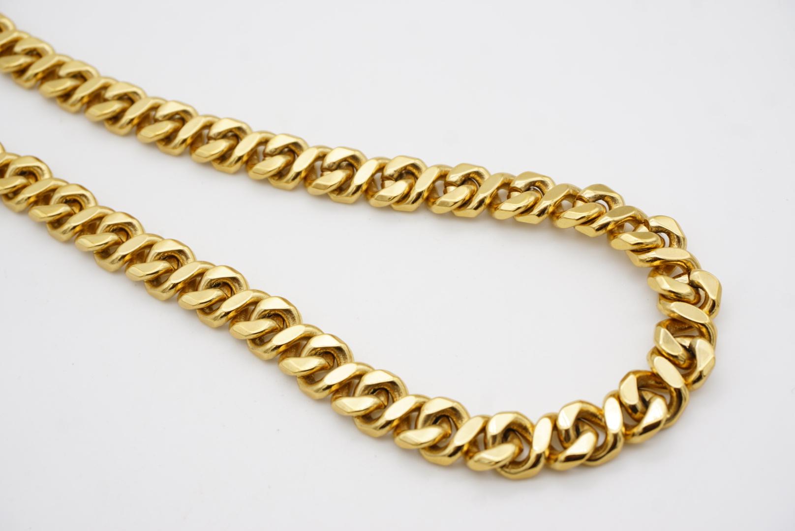 Givenchy Vintage 1980 Logo Interlocked Link Snake Cuban Chunky Chain Necklace in vendita 7
