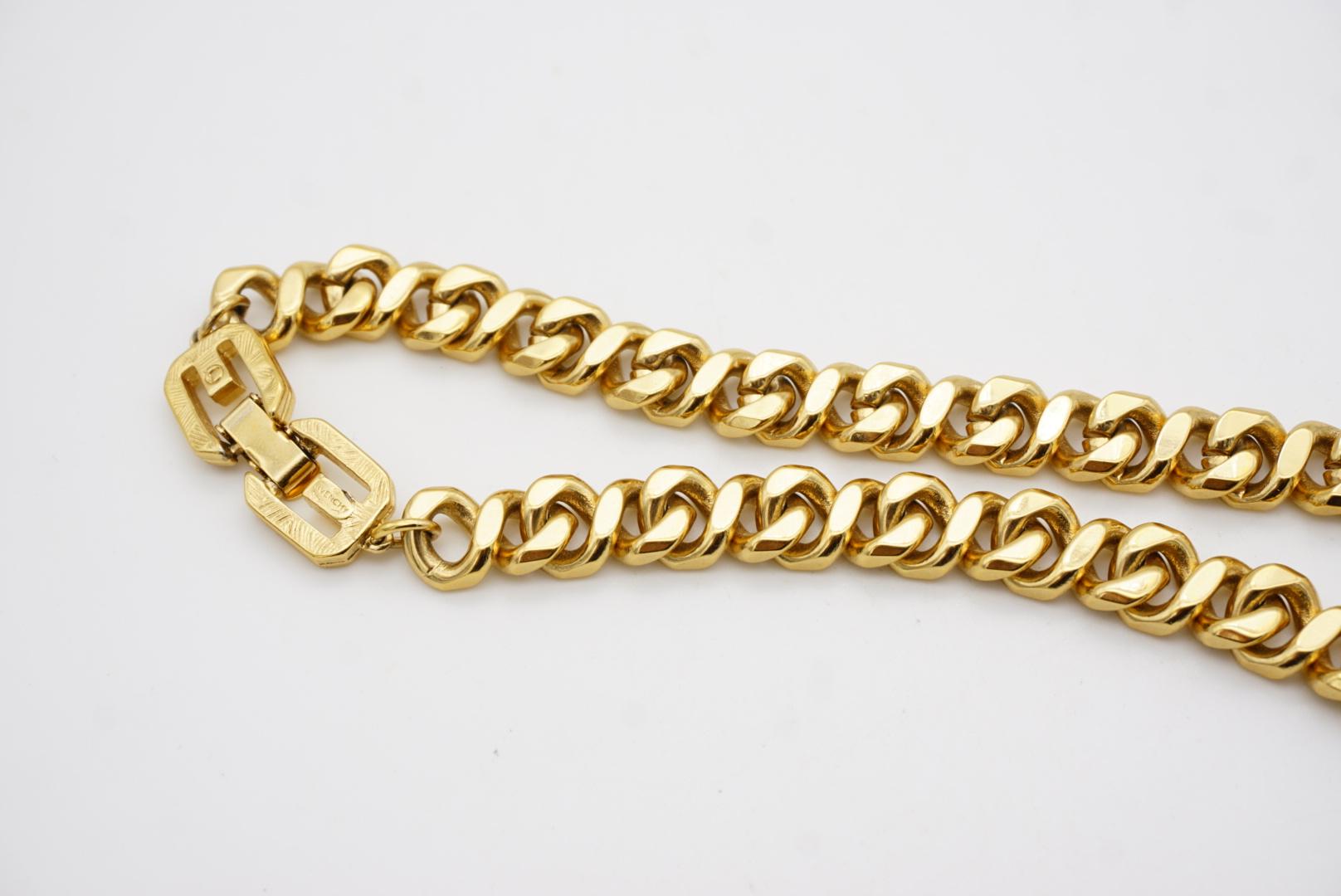 Givenchy Vintage 1980 Logo Interlocked Link Snake Cuban Chunky Chain Necklace in vendita 8