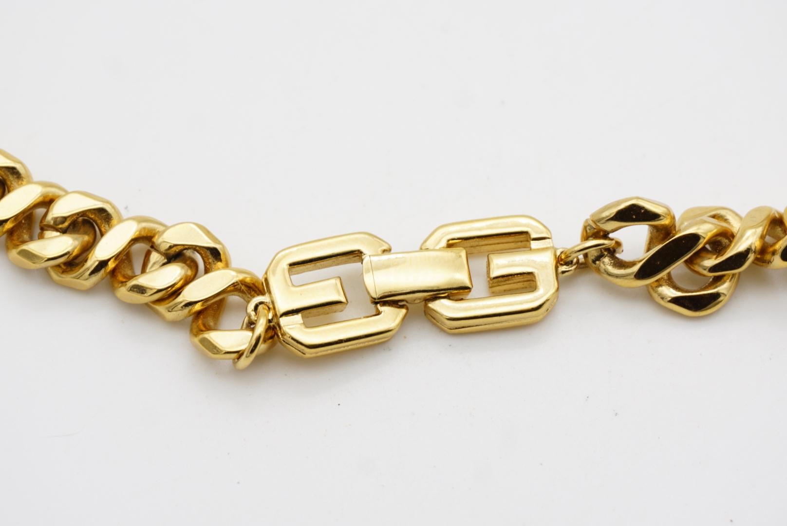 Givenchy Vintage 1980 Logo Interlocked Link Snake Cuban Chunky Chain Necklace in vendita 9