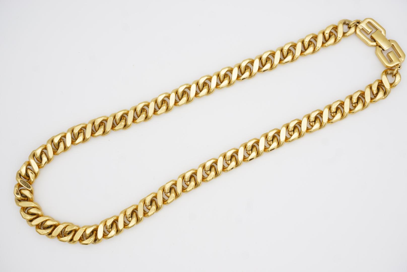 Givenchy Vintage 1980 Logo Interlocked Link Snake Cuban Chunky Chain Necklace in vendita 4