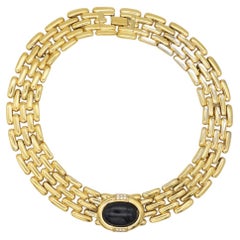 Givenchy Vintage 1980s Onyx Black Crystals Watch Link Collar Chunky Necklace