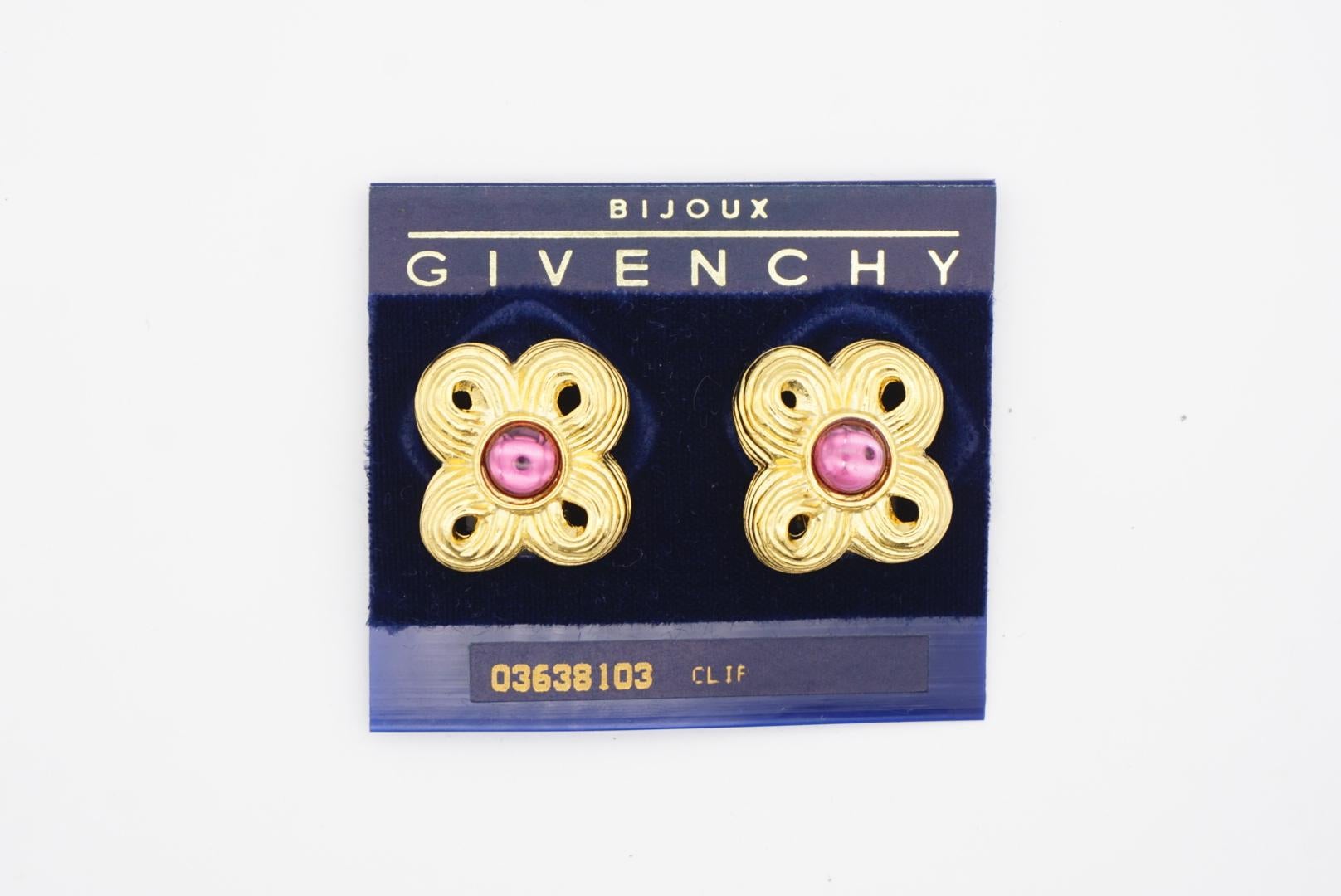 Givenchy Vintage 1980er Gripoix Amethyst Floral Kleeblatt Gold Clip-Ohrringe für Damen oder Herren im Angebot