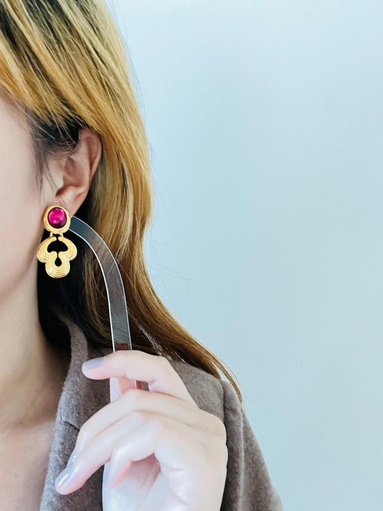 Givenchy Vintage 1980s Purple Gripoix Amethyst Floral Gold Drop