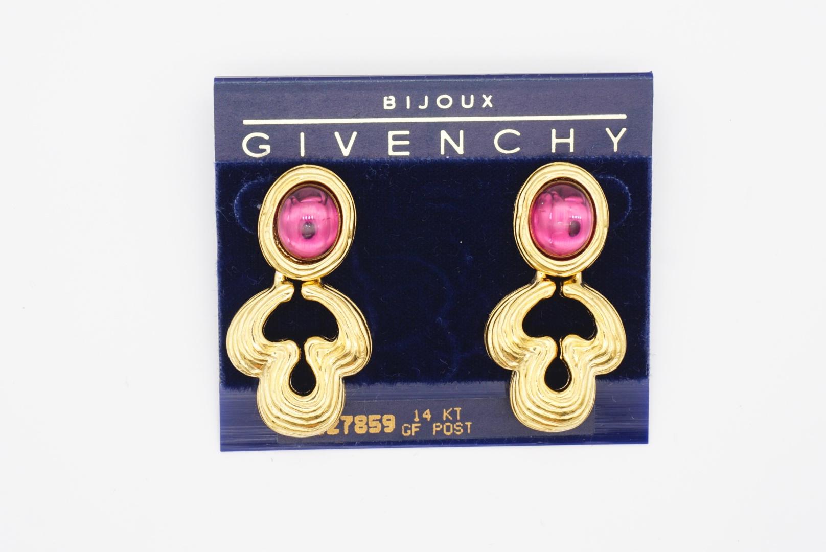 Women's or Men's Givenchy Vintage 1980s Purple Gripoix Amethyst Floral Gold Drop Pierced Earrings For Sale