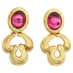 Givenchy Vintage 1980 Boucles d'oreilles percées Gripoix violet Améthyste floral Or