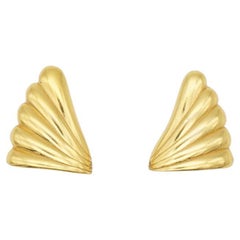 Givenchy Retro 1980s Triangle Shell Fan Wing Fly Angel Gold Clip On Earrings