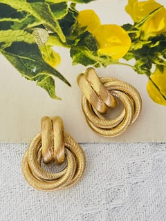 Givenchy Vintage 1980s Trio Interlocked Intertwined Tube Hoop Chunky Earrings