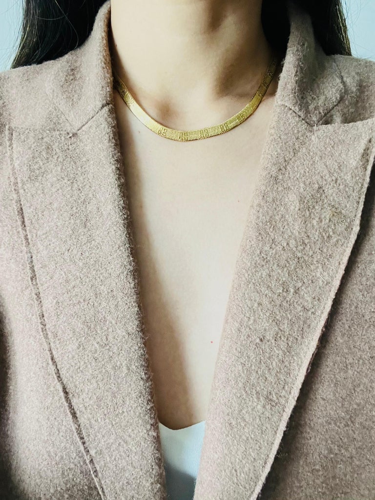 Givenchy Vintage 1980s Unisex Logo Herringbone Chain Set Gold 
