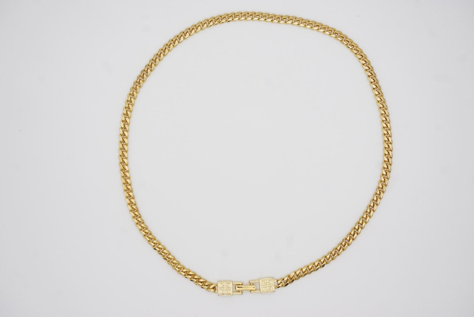 Givenchy Vintage 1980s Unisex Logo Interlocked Cuban Chain Link Long Necklace 5