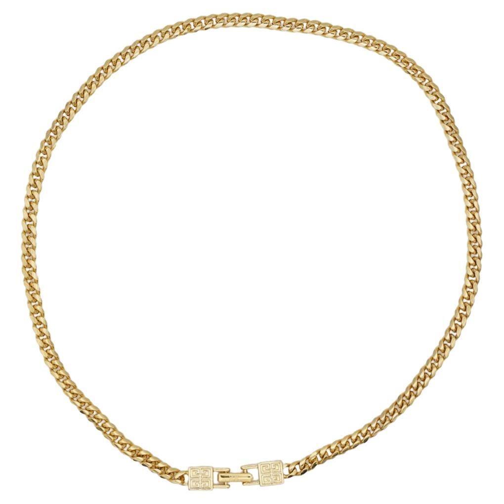 Givenchy Vintage 1980s Unisex Logo Interlocked Cuban Chain Link Lange Halskette Armband, Gold-Ton

Vielseitige Halskette, die auch als Armband getragen werden kann. 

Sehr guter Zustand. 100% echt. 

Signiert an der Schließe. Selten zu