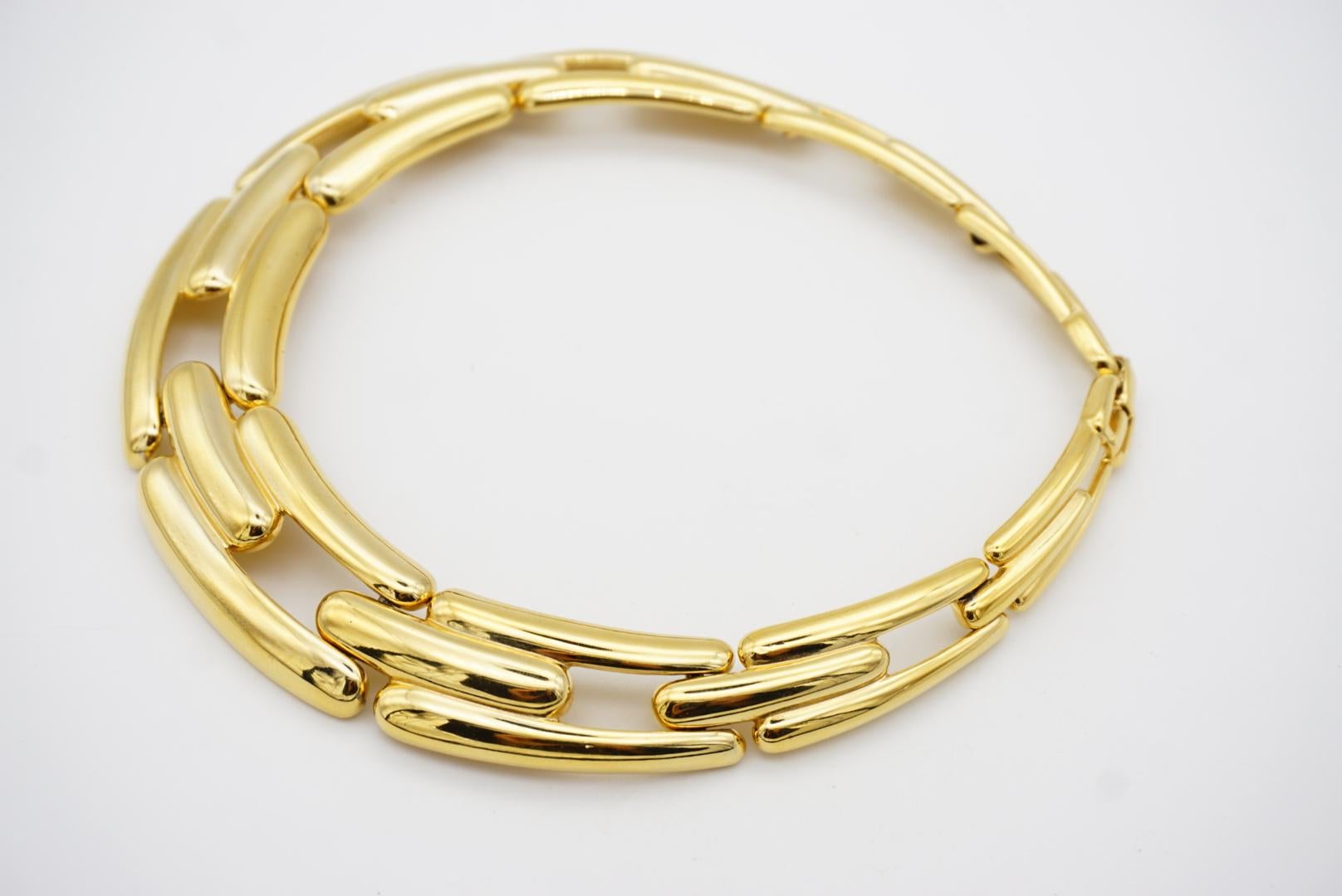 Givenchy Vintage 1970s Watch Link Interlock Collar Choker Chunky Gold Necklace 7