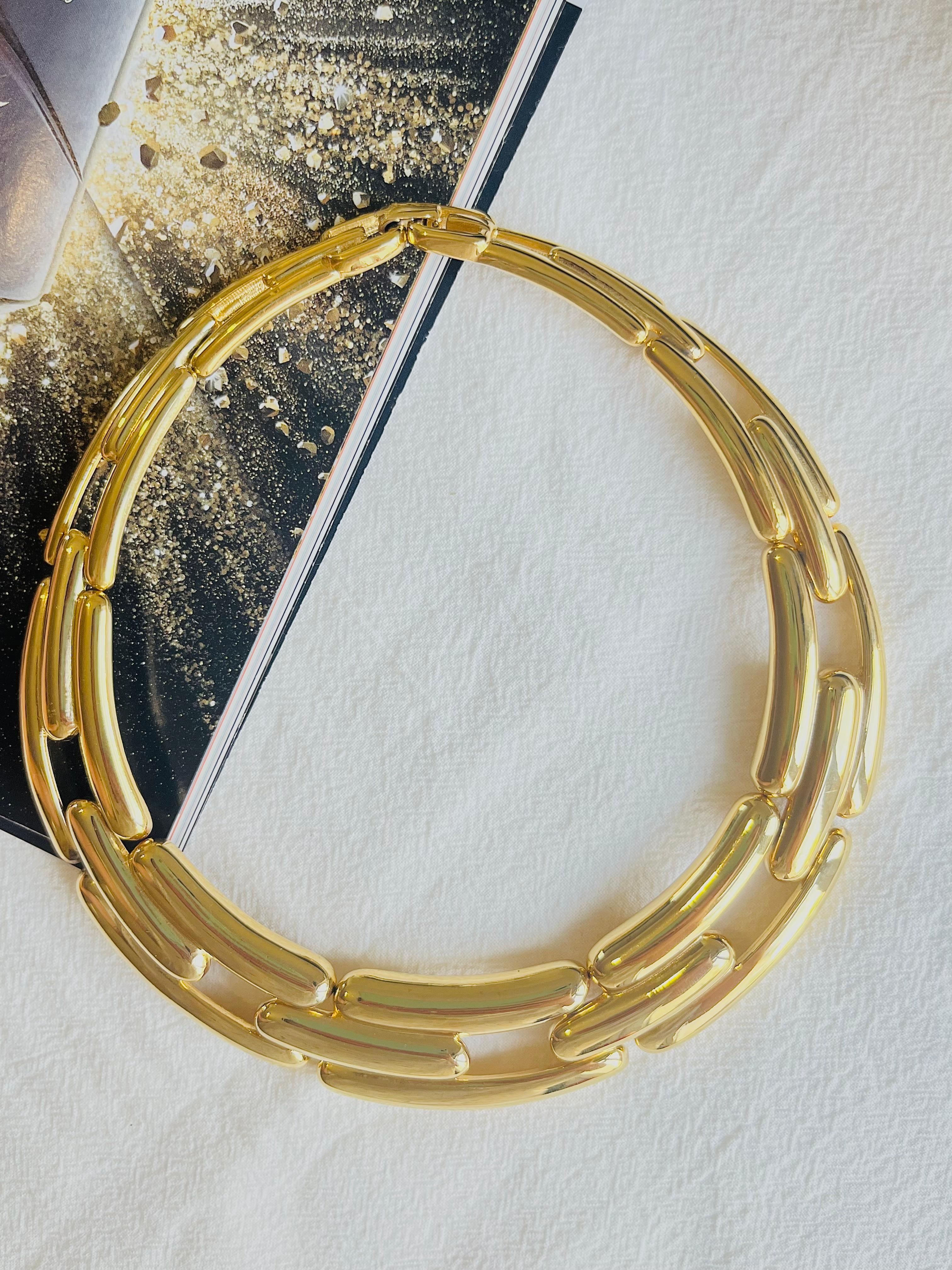 Art Deco Givenchy Vintage 1970s Watch Link Interlock Collar Choker Chunky Gold Necklace