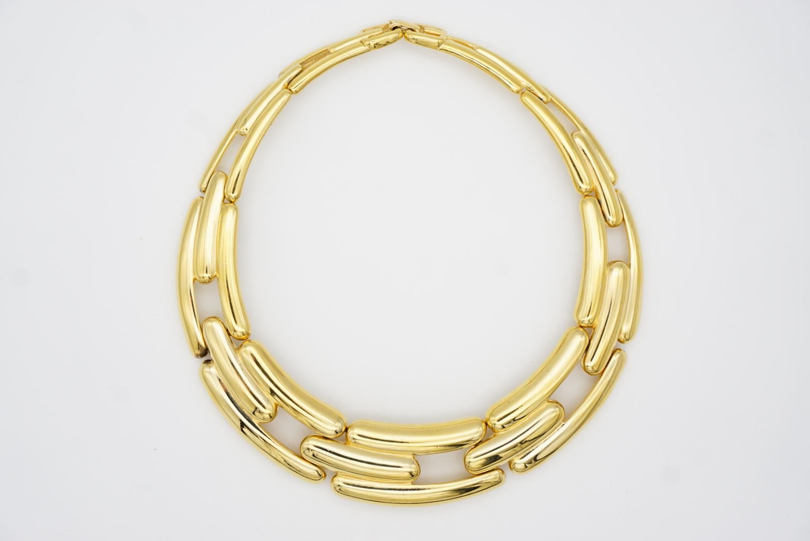 Givenchy Vintage 1980s Watch Link Interlock Collar Choker Chunky Gold Necklace 4