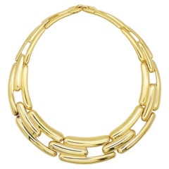 Givenchy Vintage 1980s Watch Link Interlock Collar Choker Chunky Gold Necklace