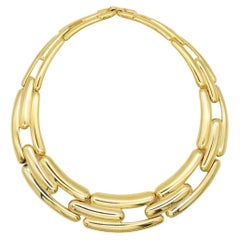 Givenchy Vintage 1970er Jahre Uhrenglieder ineinandergreifende Halskette Choker Chunky Gold Halskette
