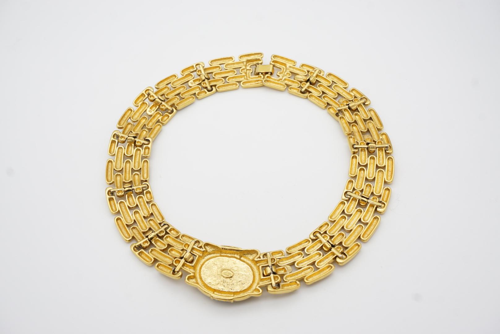 Givenchy Vintage Años 80 Reloj Eslabón Ónix Cristales Negros Collar Chunky en venta 11