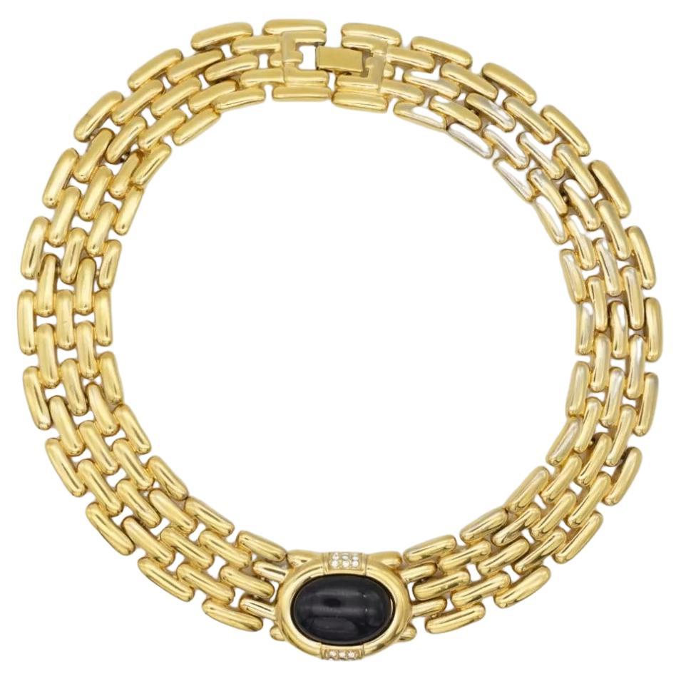 Givenchy Vintage Años 80 Unisex Reloj Eslabón Ónix Negro Cristales Ovalados Cabujón Entrelazados Collar Gargantilla, Tono Dorado

Muy buen estado. Algunos ligeros arañazos y pérdida de color en el lado derecho, apenas perceptibles. 100% auténtico.