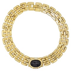 Givenchy Vintage 1980s Watch Link Onyx Black Crystals Chunky Collar Necklace