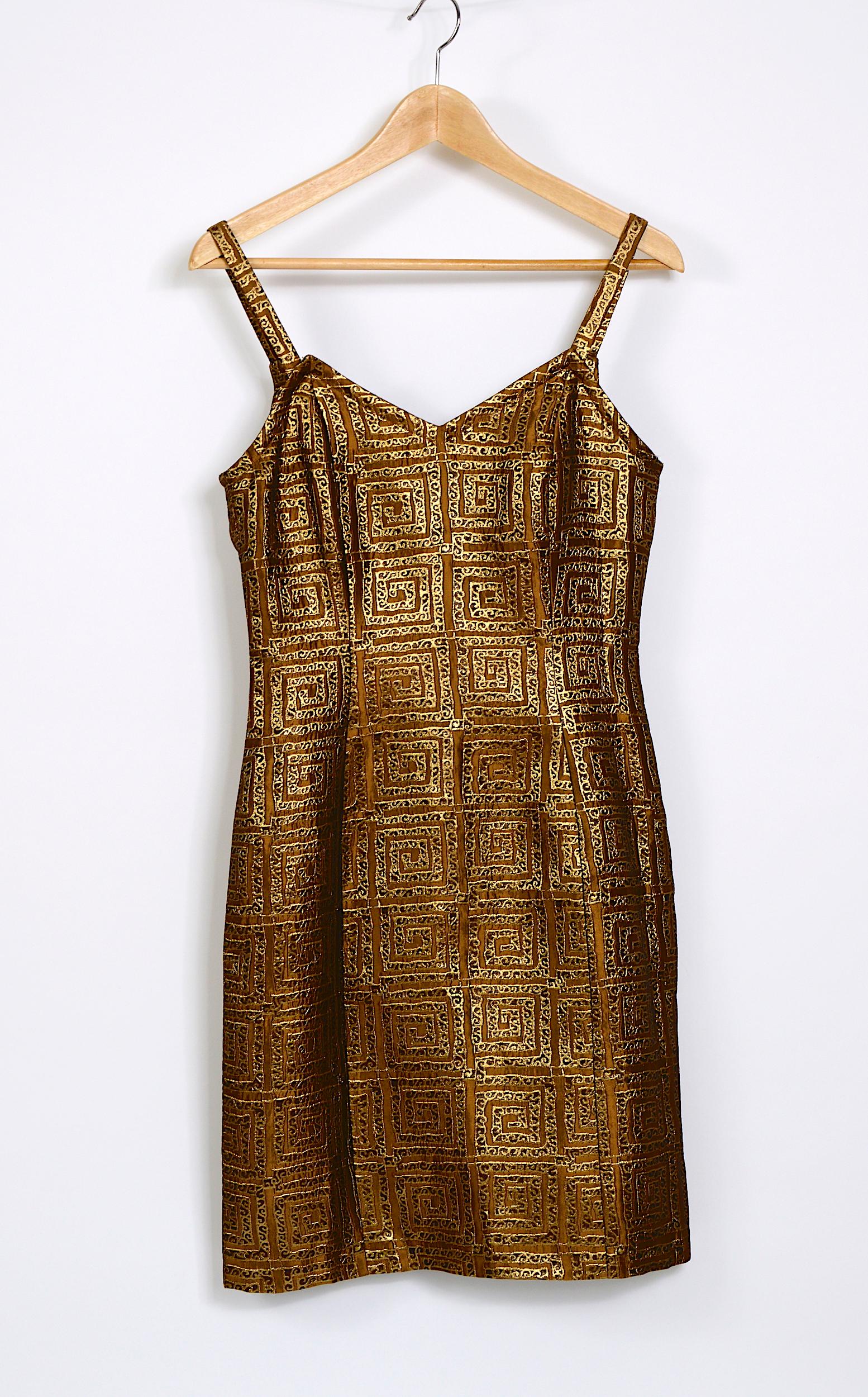 Givenchy vintage 1990s gold bronze logo dress In Excellent Condition In Antwerp, BE
