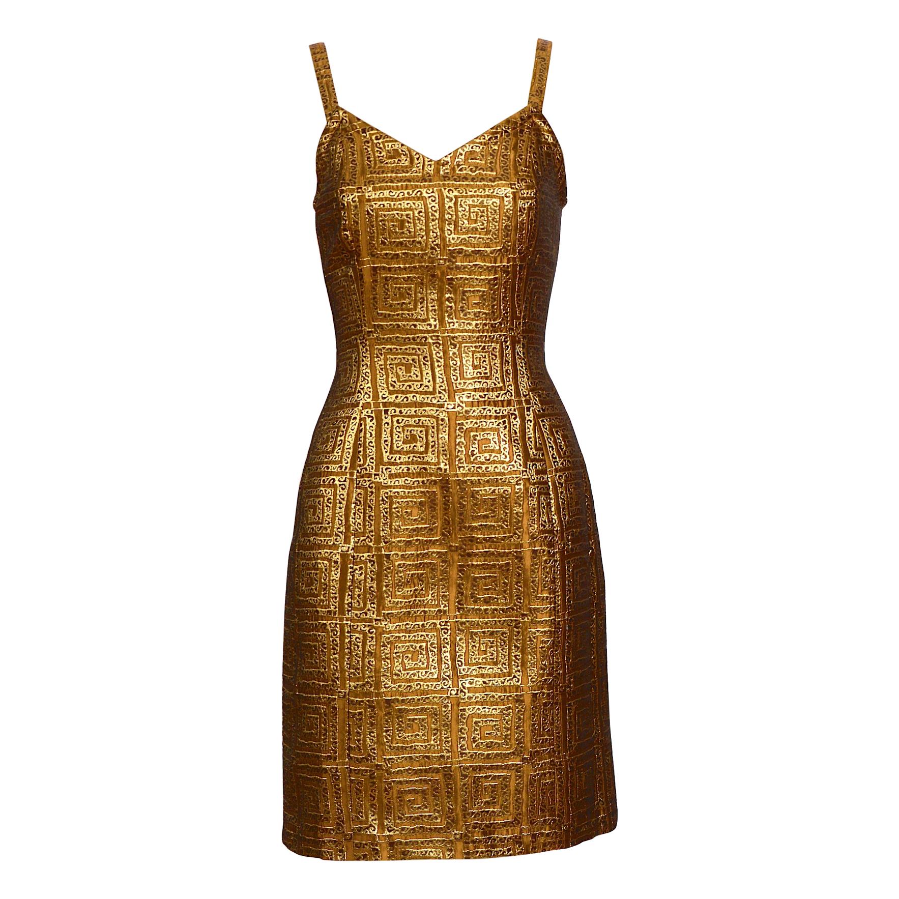 Givenchy vintage 1990s gold bronze logo dress
